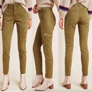 Anthropologie Olive Ankle-Length Cargo Pants
